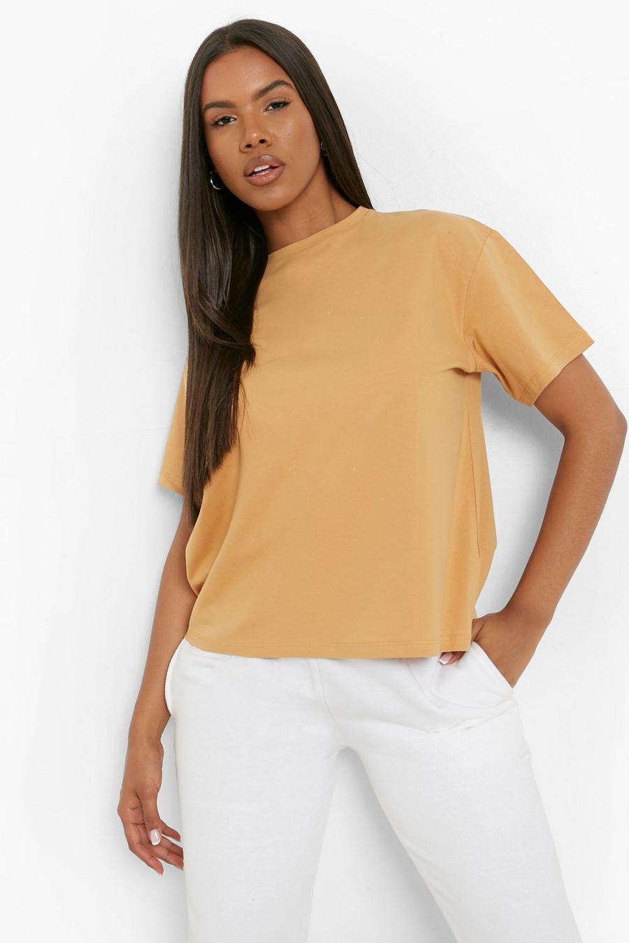 Camel beige Basic T-shirt med holkärm image number 1