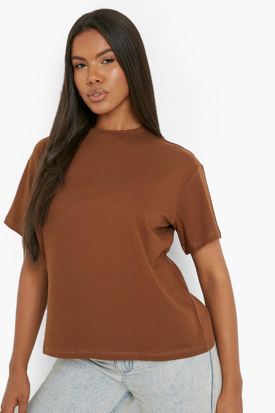 T-shirt Basic con maniche ad aletta, Chocolate marrón image number 1