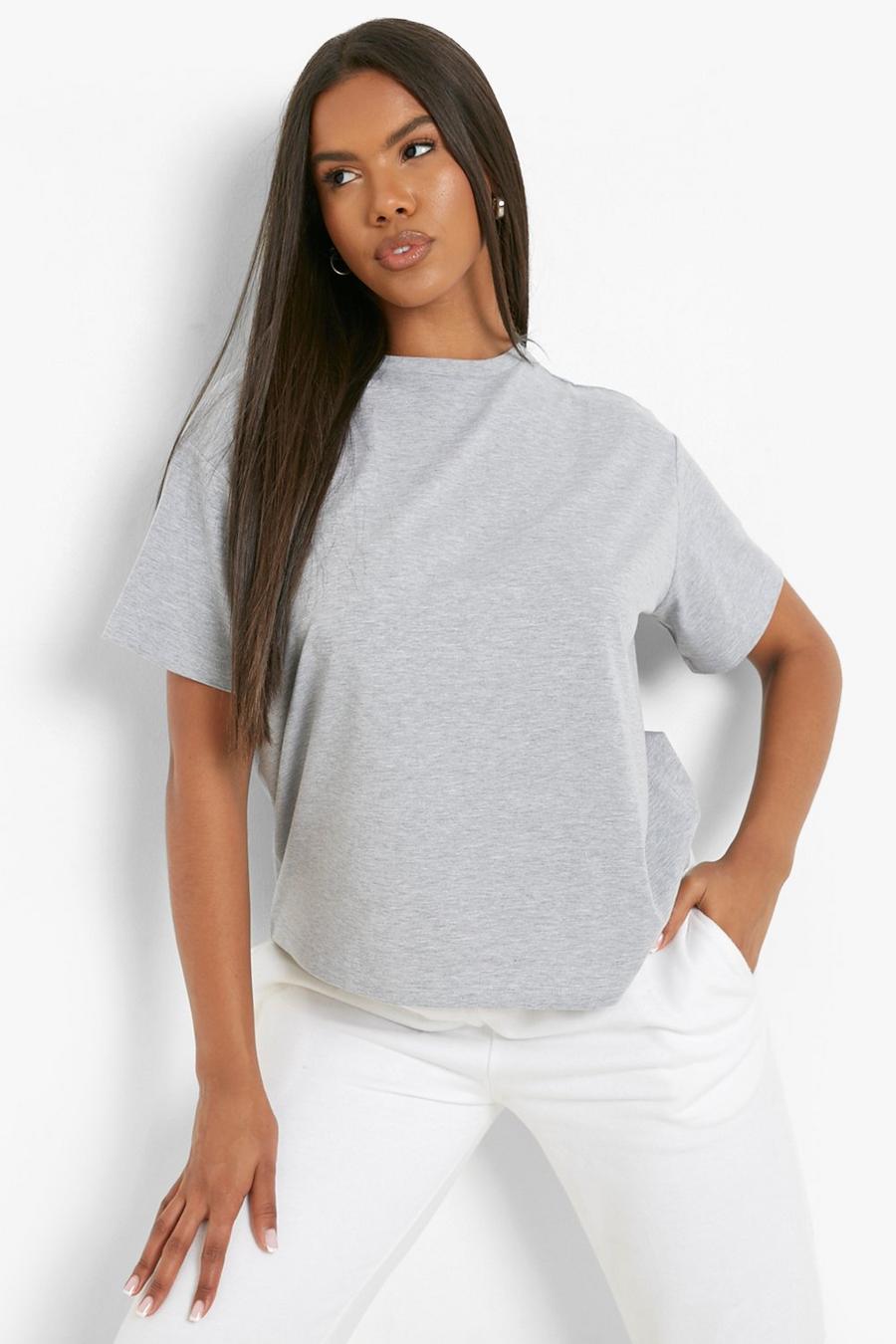Grey Basic T-shirt med holkärm image number 1