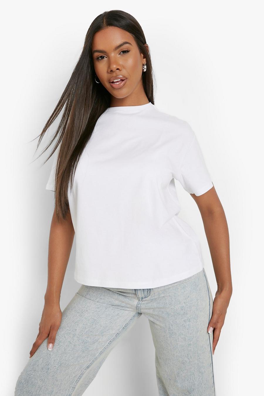 White vit Basic T-shirt med holkärm image number 1