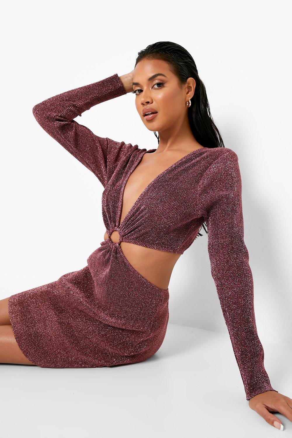 Sparkle Cut Out O Ring Mini Dress Boohoo