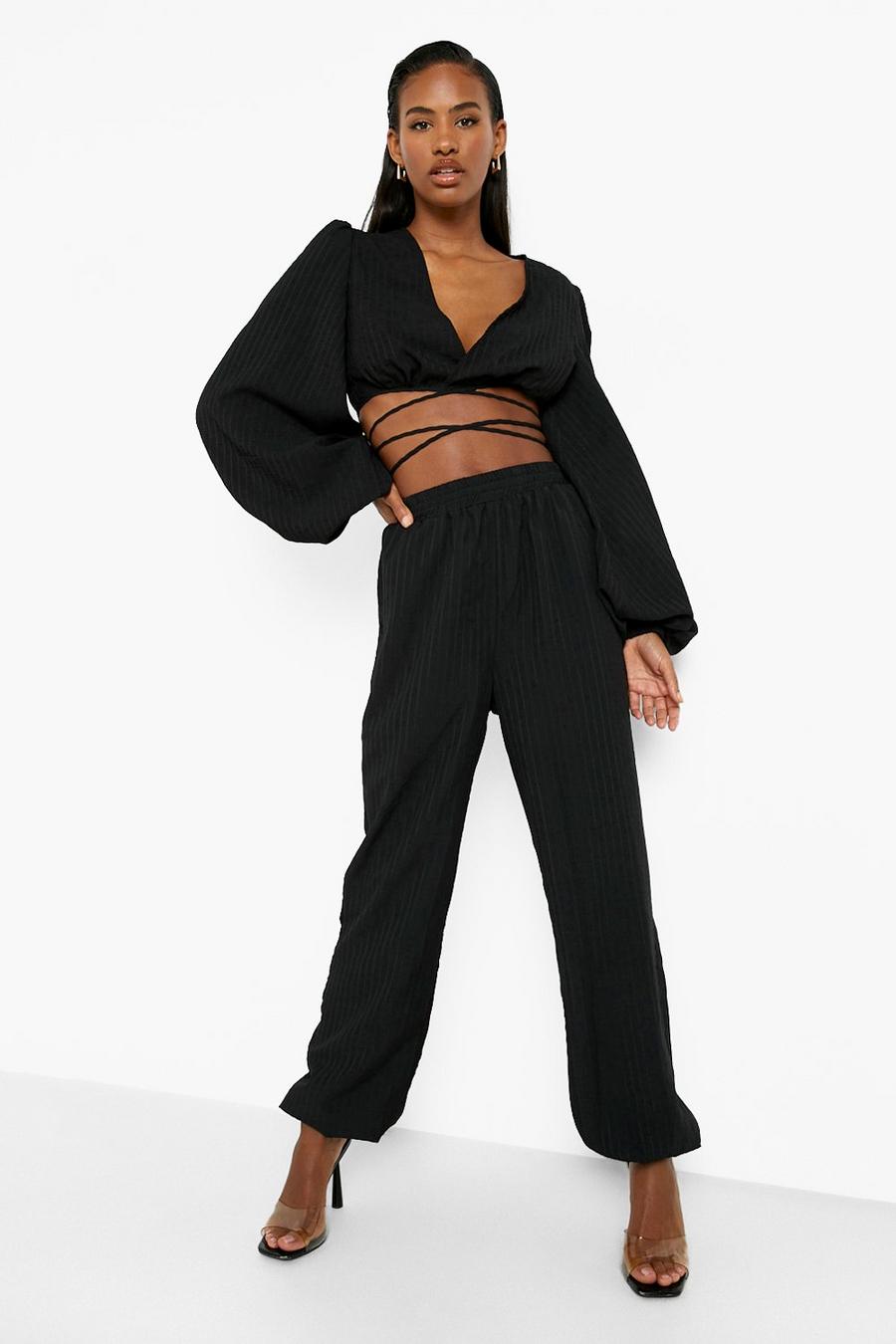 Textured Blouse & Relaxed Fit Joggers Set