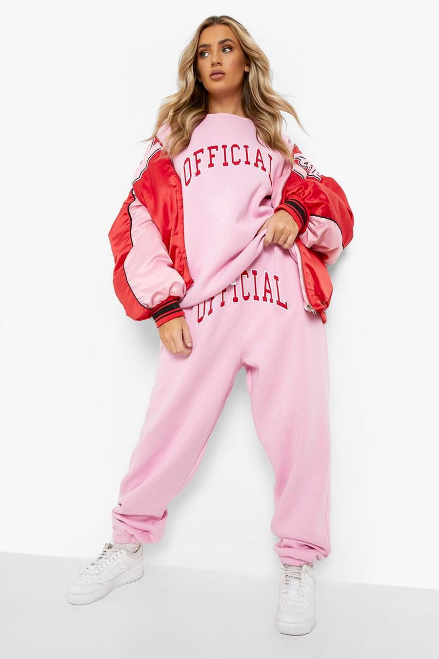 Official Sweatshirt-Trainingsanzug mit Applique , Baby pink image number 1