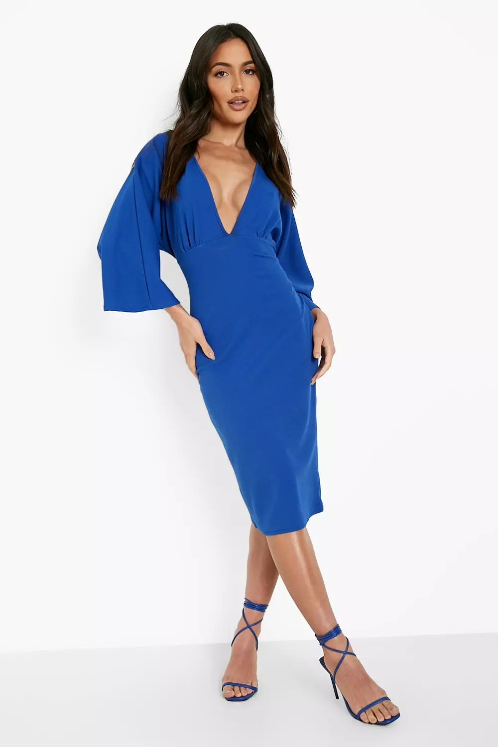 V neck kimono sleeve 2024 dress