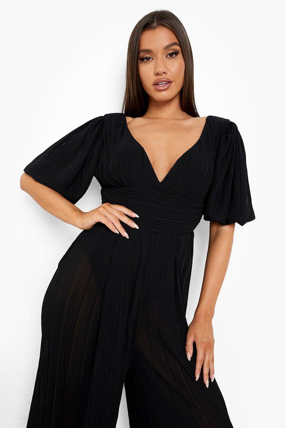 Boohoo store pleated jumpsuit