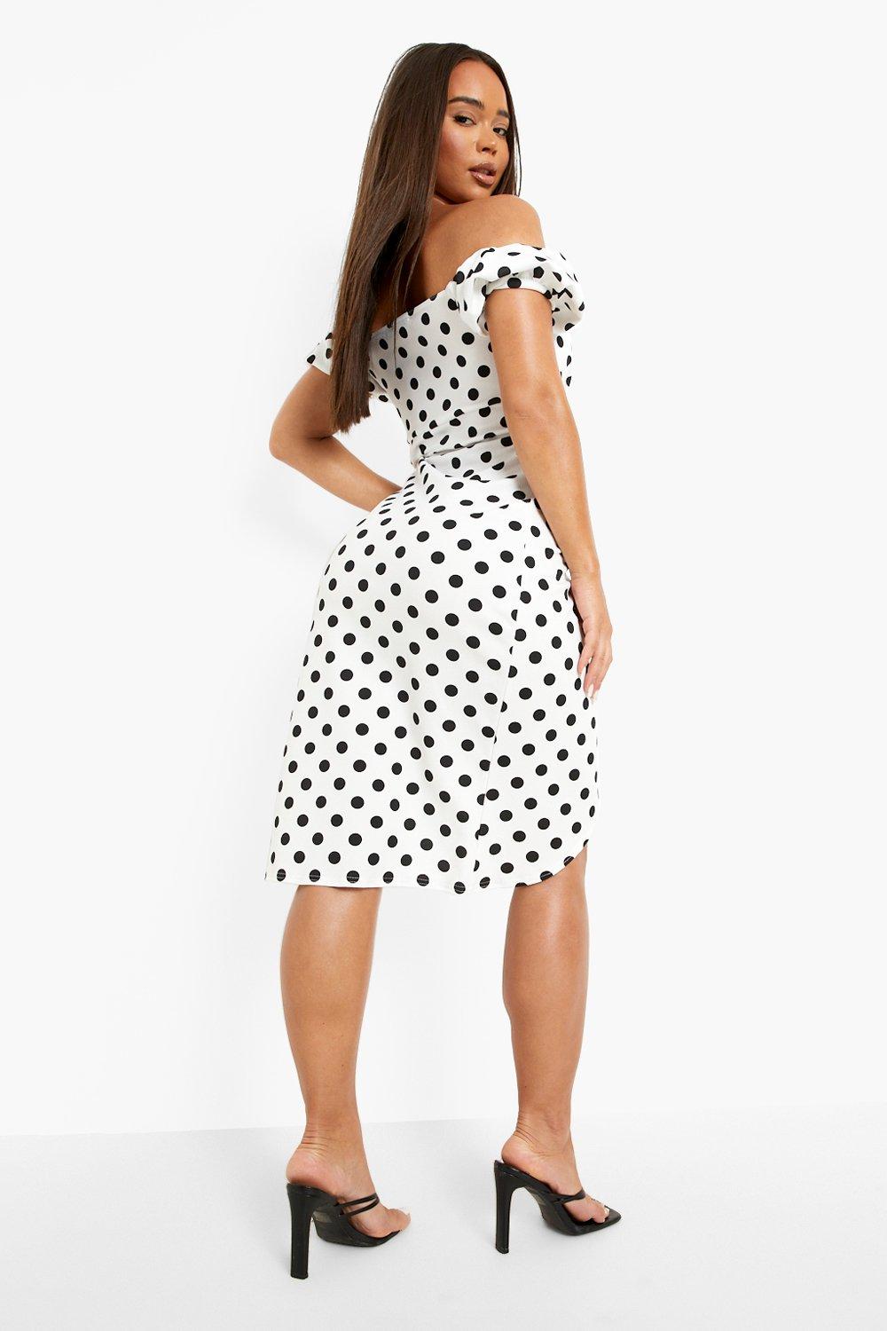 Polka dot store bardot dress