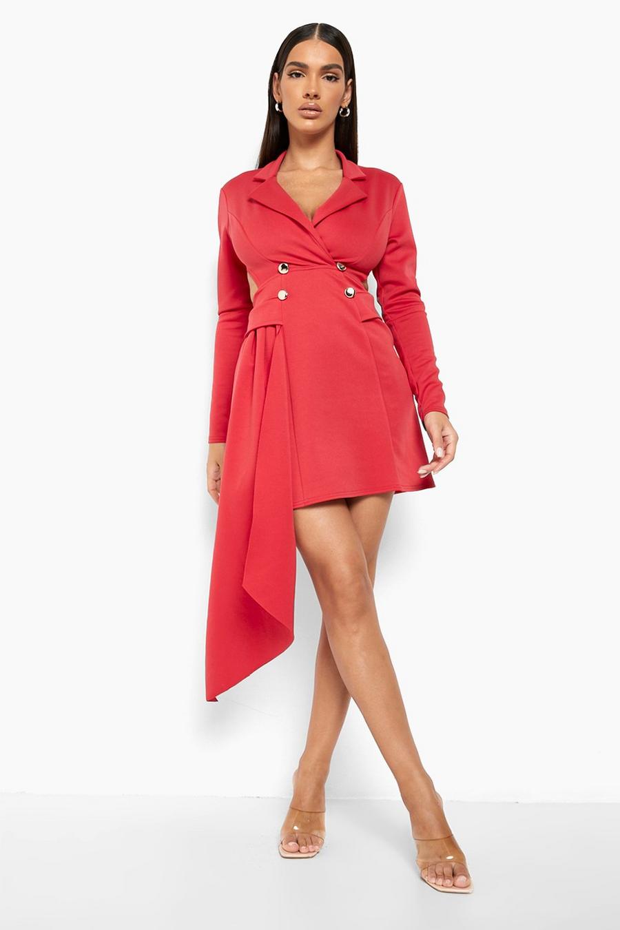 אדום שמלת מיני עם פתחים ועיטור וילון image number 1