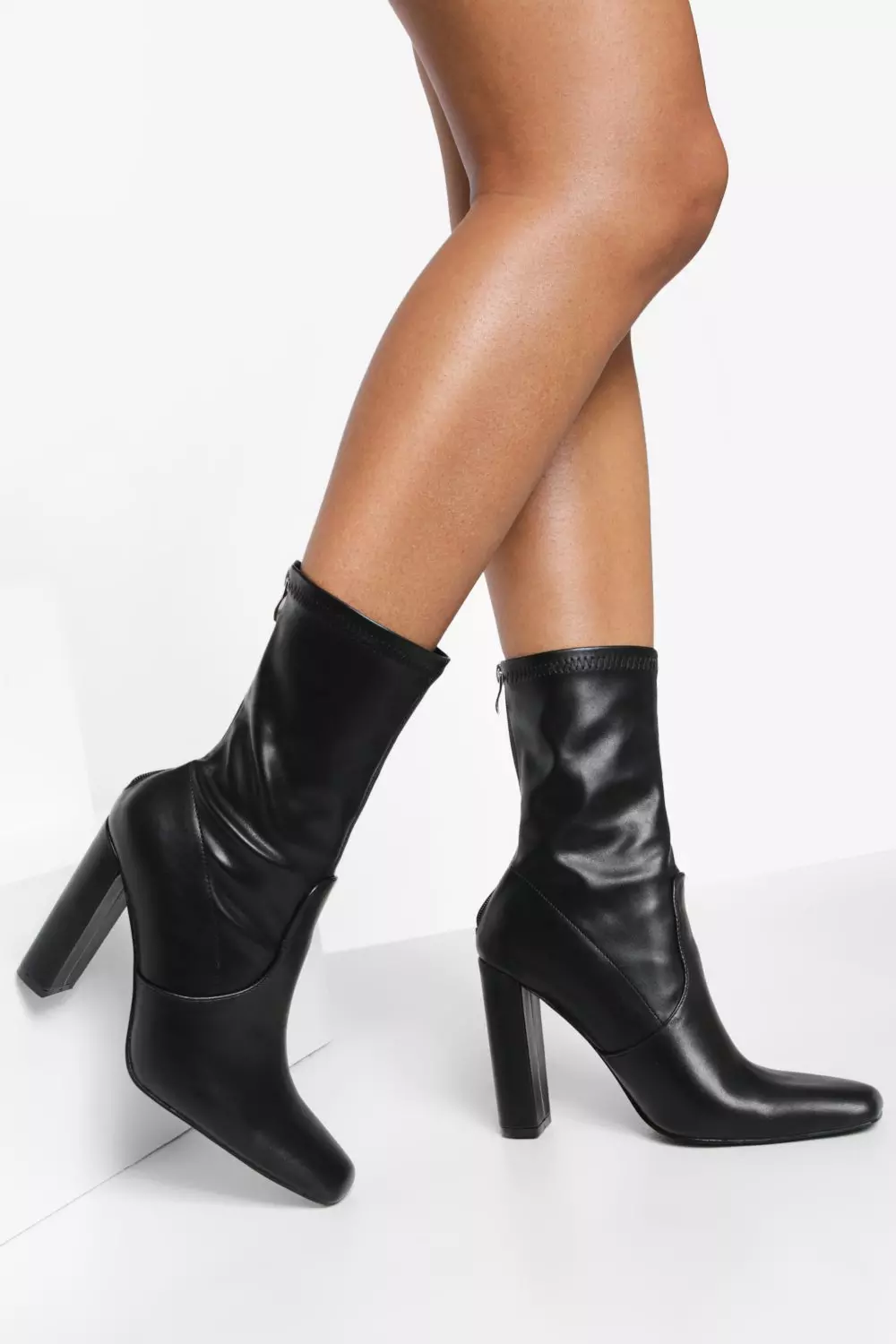 Black leather sock boots sale