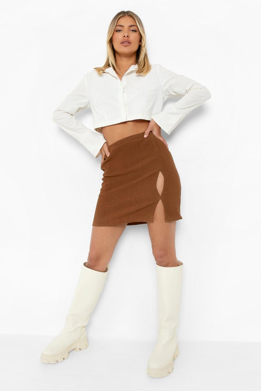 Choc brown Cut Out Detail Mini Skirt