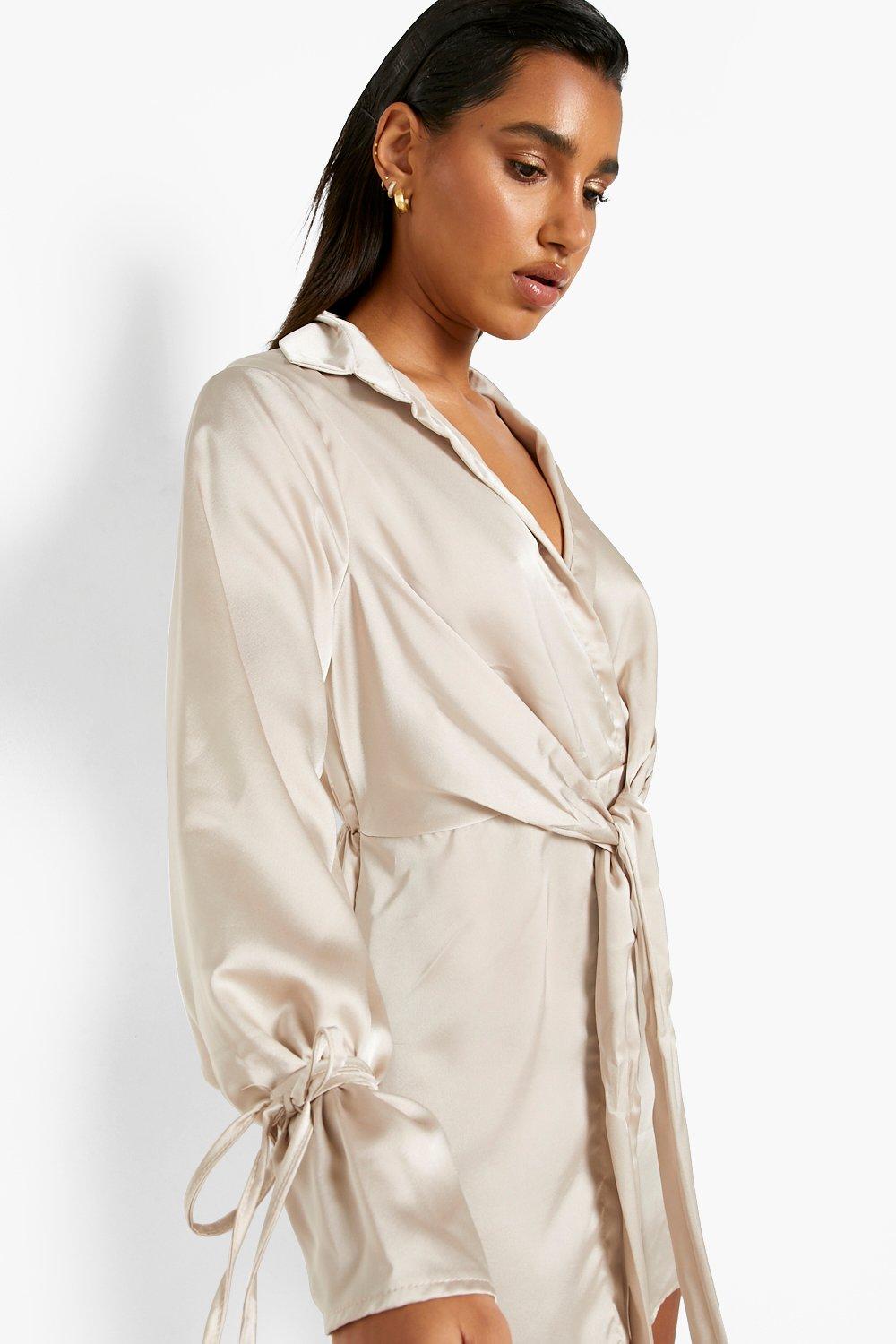 silk white shirt dress