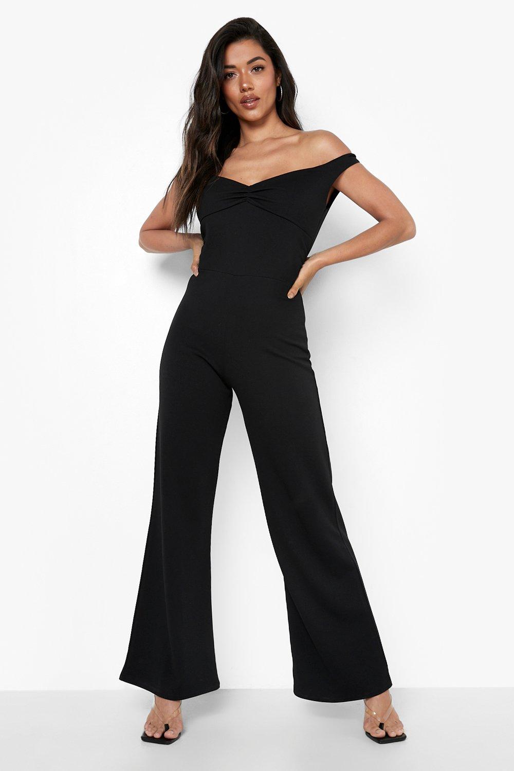 Ruched hot sale bardot jumpsuit