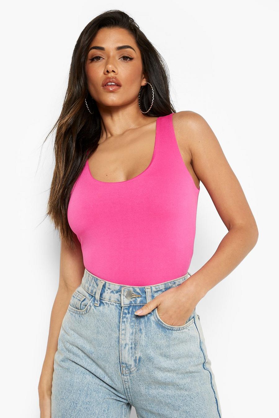 Pink Double Layer Scoop Neck Bodsyuit image number 1
