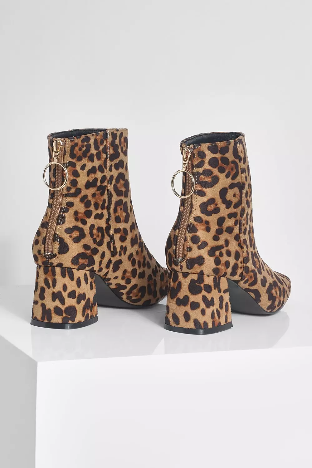 Leopard print block sales heel booties