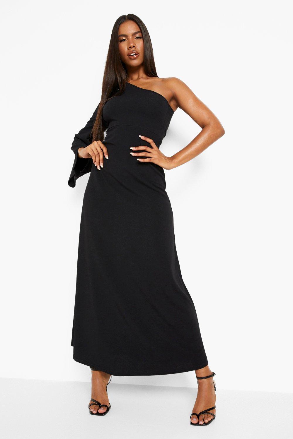 Women s One Shoulder Flared Sleeve Maxi Dress Boohoo UK