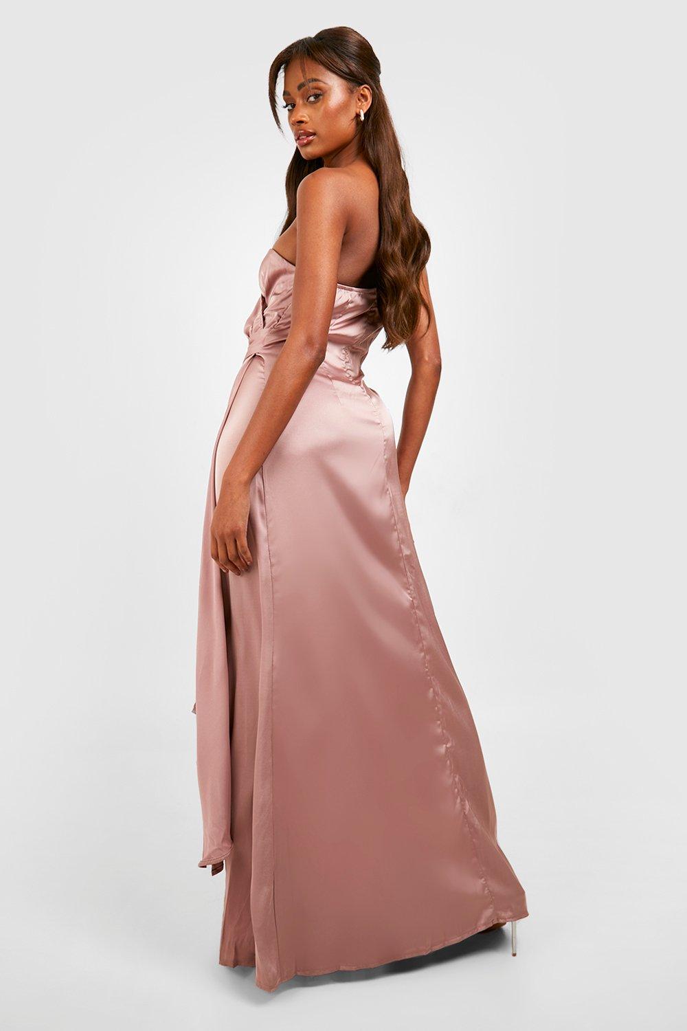 Satin One Shoulder Drape Maxi Dress