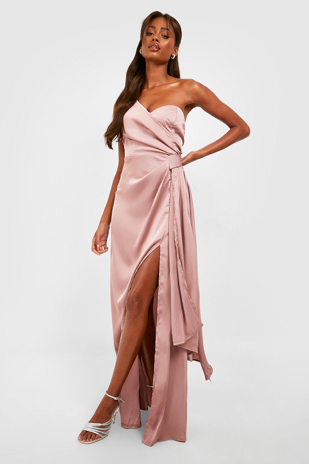 One shoulder satin maxi dress sale