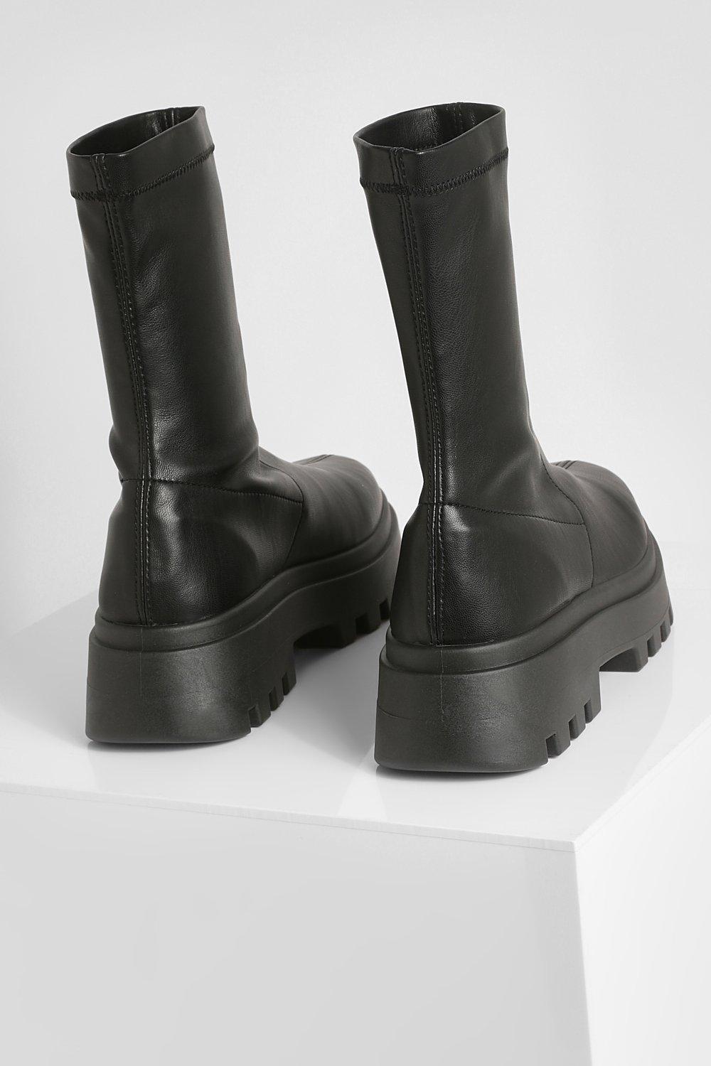 Black chunky sock boots hotsell