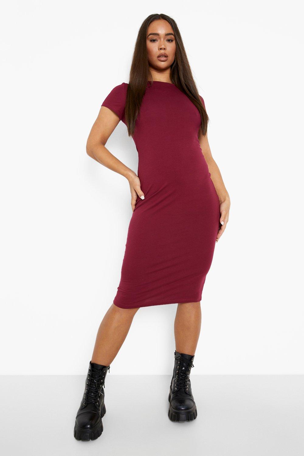 boohoo jersey midi dress