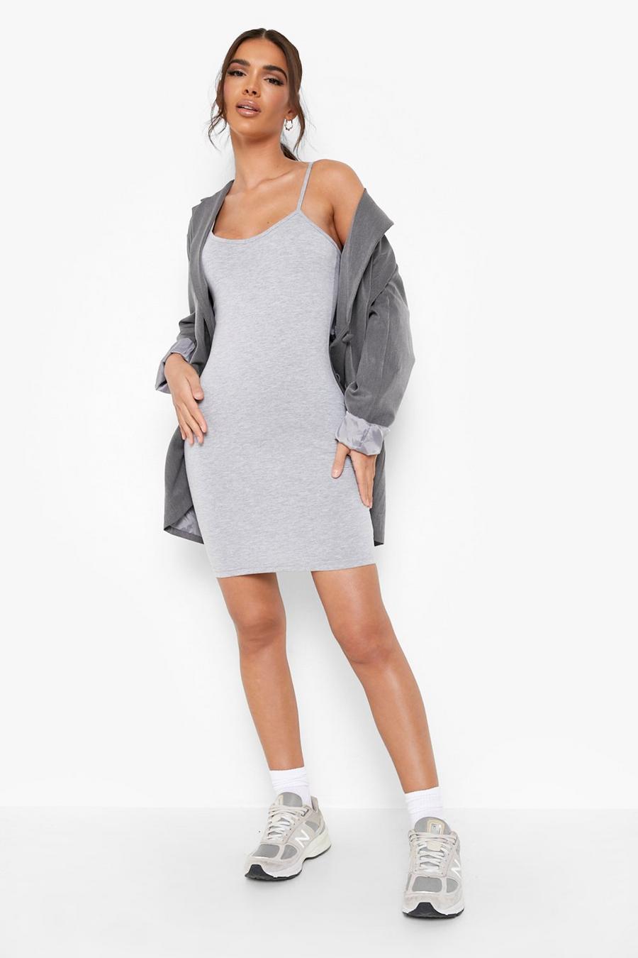 Grey marl Basic Strappy Cami Bodyon Dress image number 1