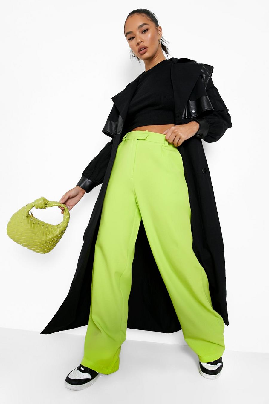 Acid lime Pleated Detail Woven Pants image number 1