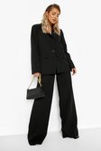 Black Pleat Front Tailored Relaxed Fit Trousers