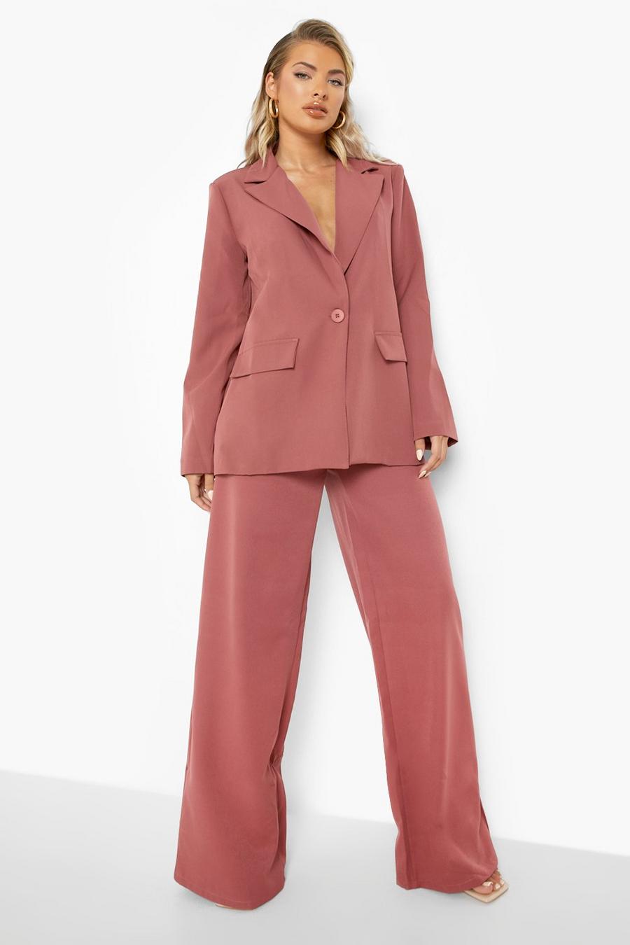 Plum Pleat Front Tailored Relaxed Fit Trousers image number 1