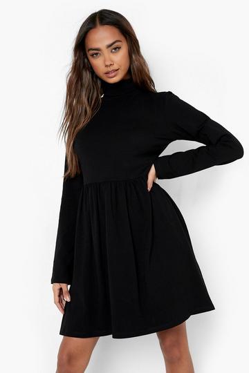 Skater Jurk Met Col En Lange Mouwen black