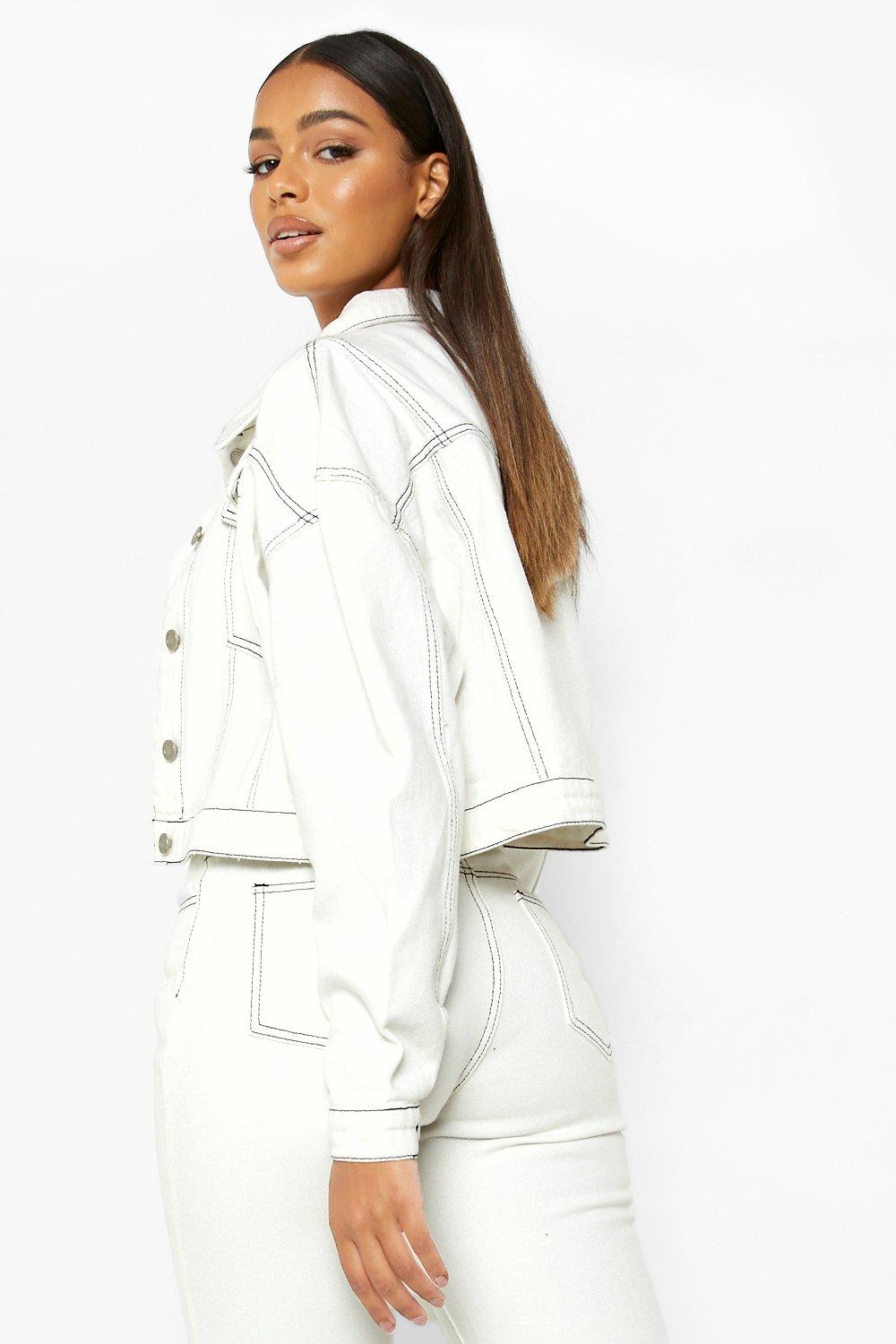 Ella and Cherry Tara White Denim Stretch Jacket Colour: White, Size: x