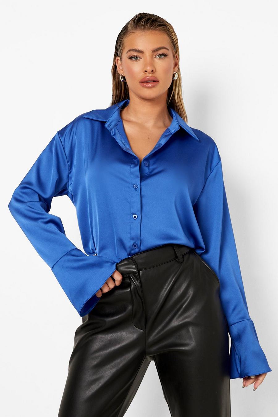 Royal Satin Flared Cuff Fitted Shirt image number 1