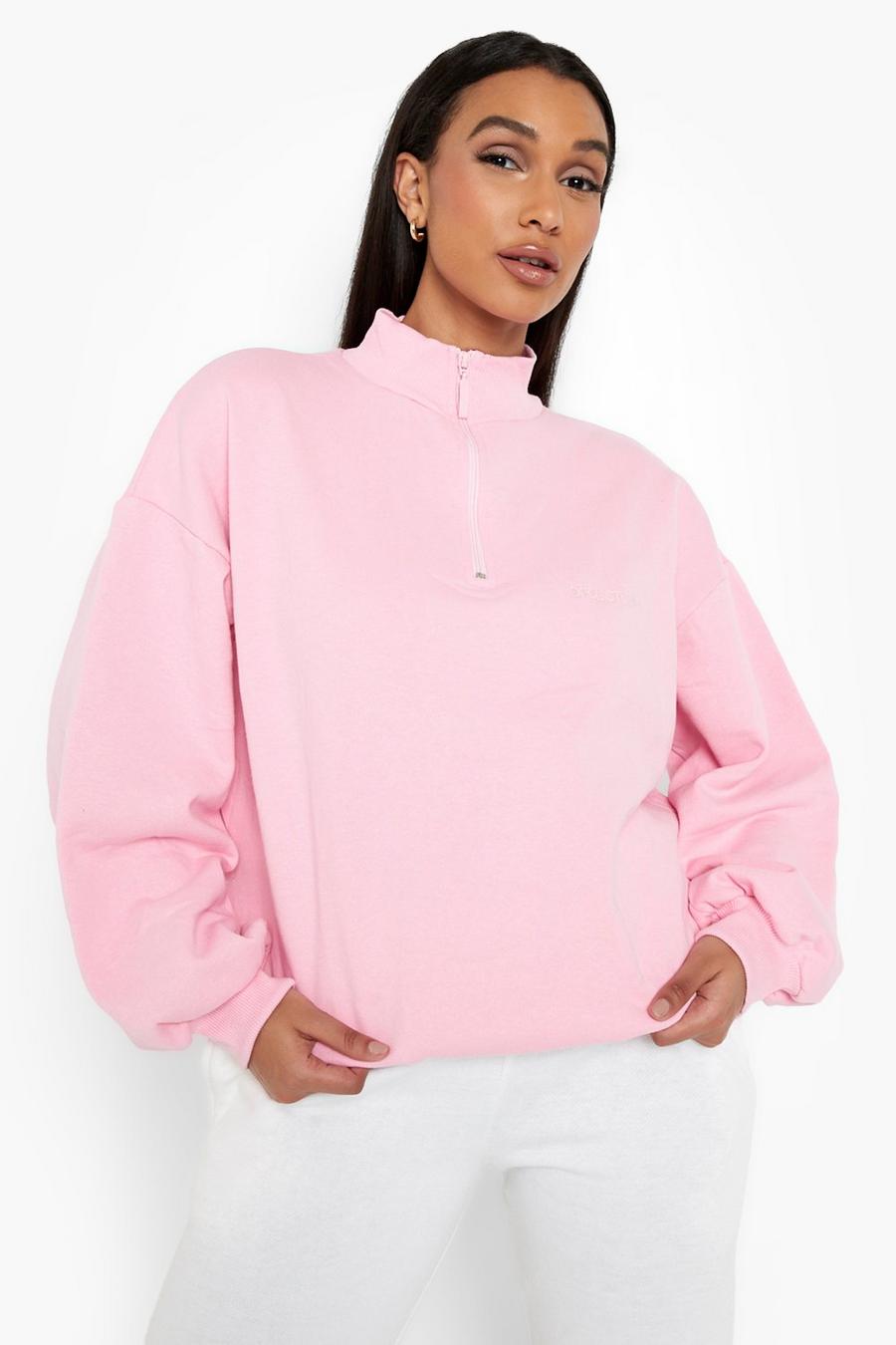 Light pink Oversized Ofcl Half Zip Sweatshirt image number 1