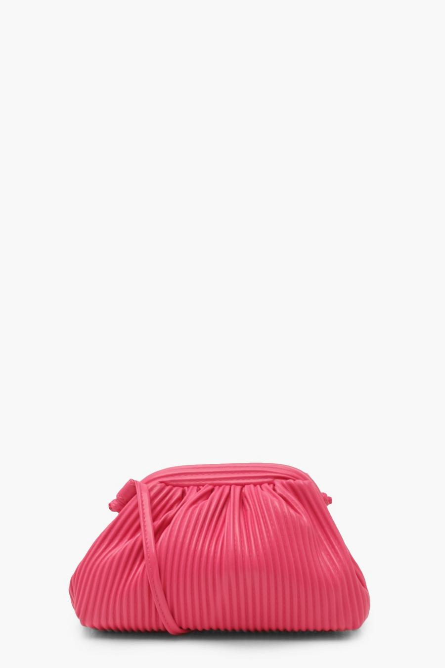 Bright pink Ribbed Mini Clutch Bag image number 1