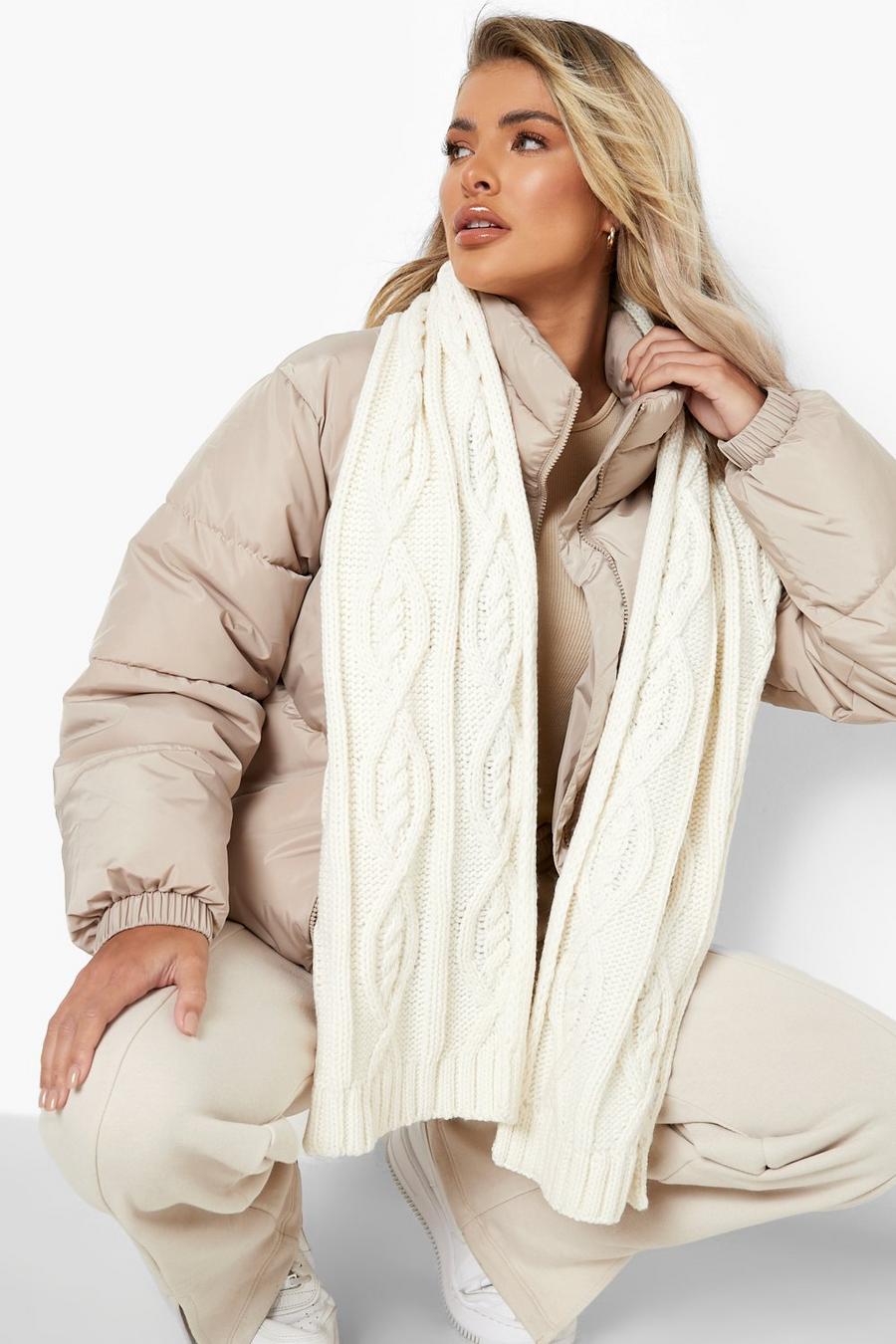 Cream Cable Knit Chunky Scarf image number 1