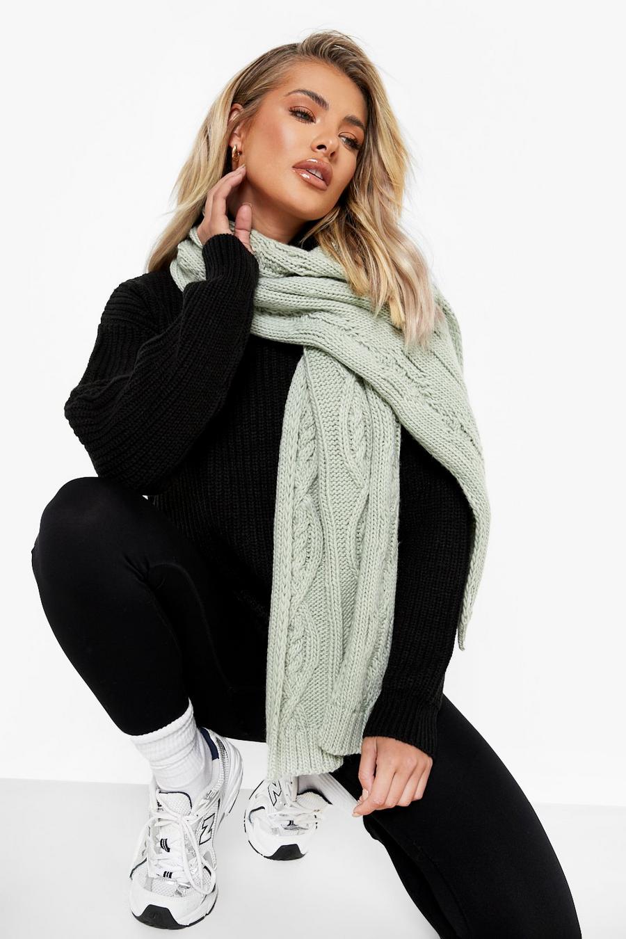 Sage Cable Knit Chunky Scarf image number 1