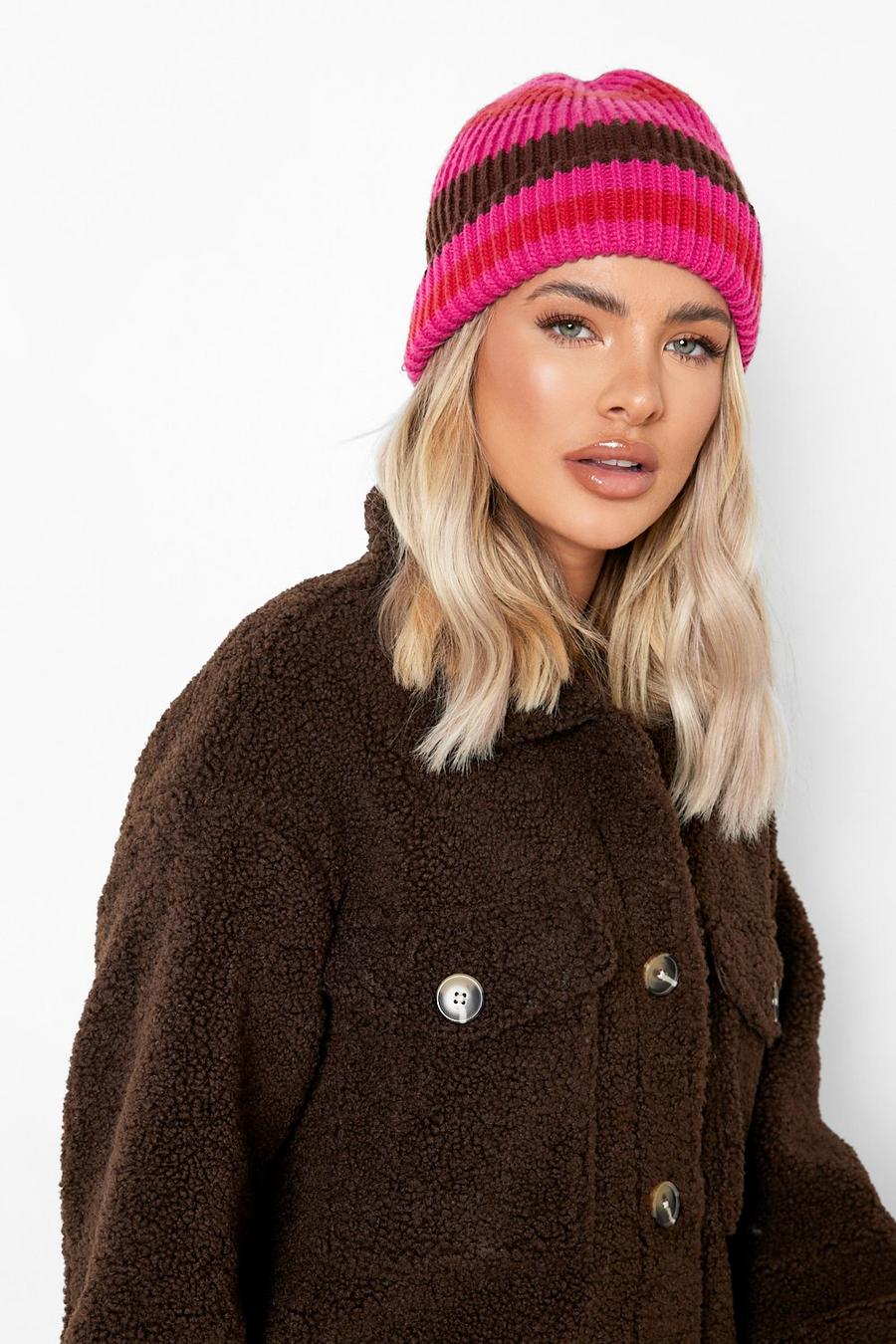 Dark pink Chunky Knit Beanie image number 1