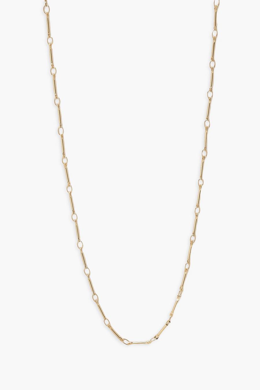 Gold metallic Simple Long Link Necklace
