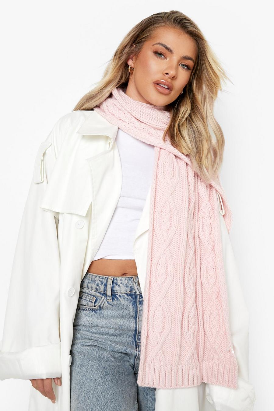 Blush pink Cable Knit Chunky Scarf