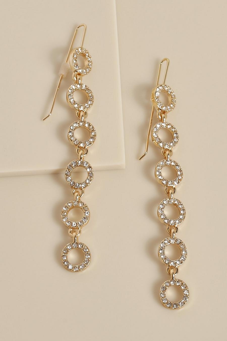 Gold Diamante Statement Disc Earrings image number 1