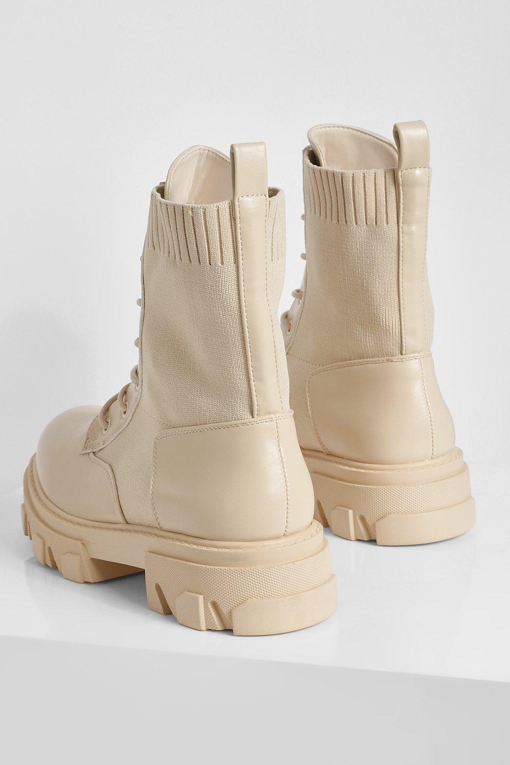 Lug Knit Detail Hiker Boot boohoo USA