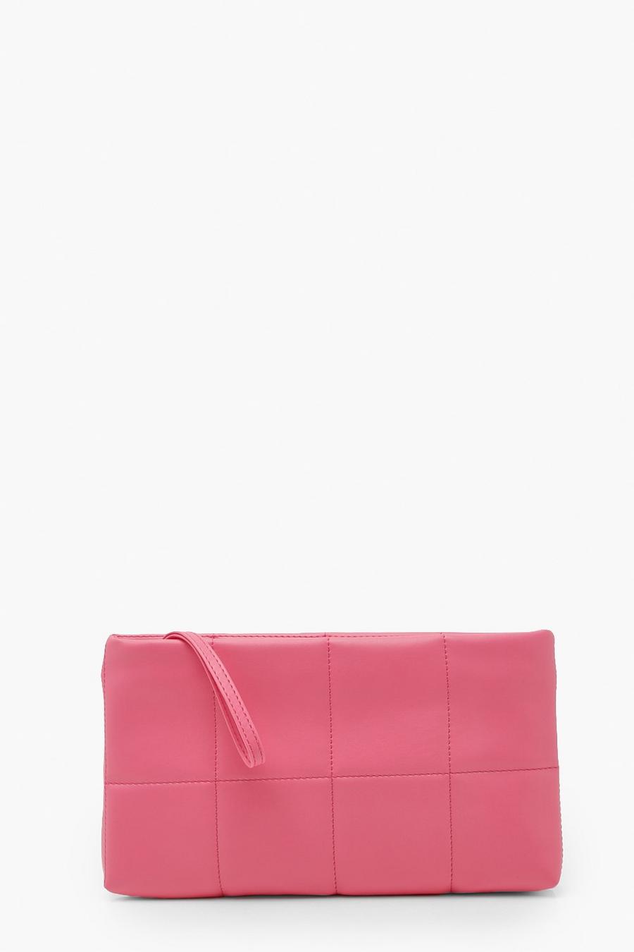 Hot pink Gewatteerd Basic Handtasje Met Stiksels image number 1