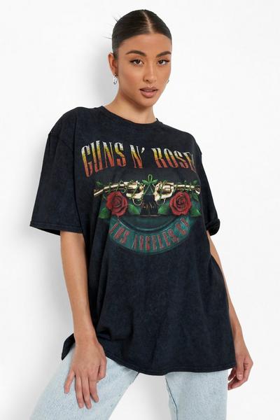 boohoo Guns N Roses License Print Acid Wash T-shirt | Debenhams