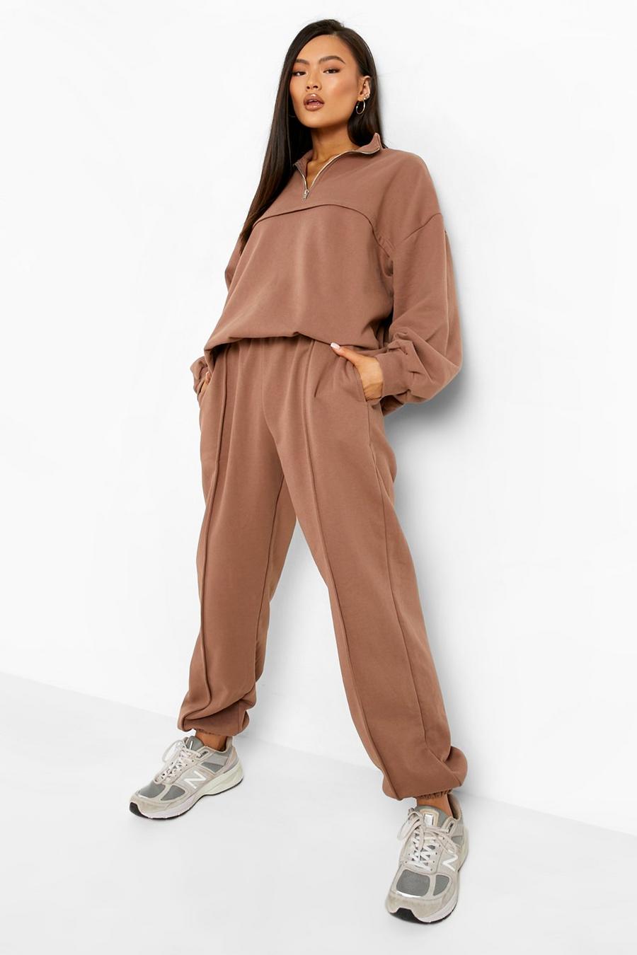 Tessa Brooks Oversize Trainingsanzug mit Reißverschluss, Chocolate image number 1