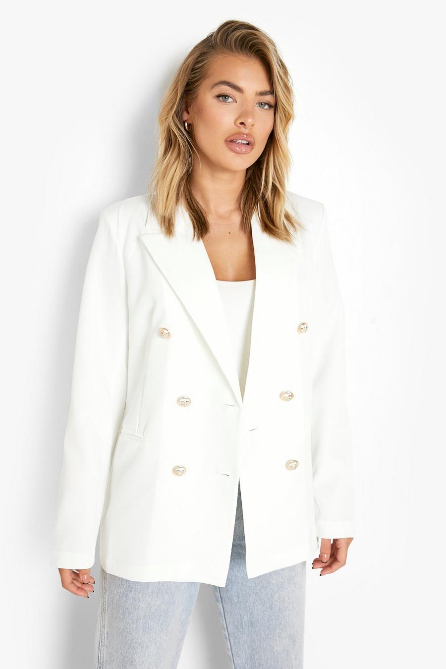 Ivory Gold Button Double Breasted Blazer image number 1