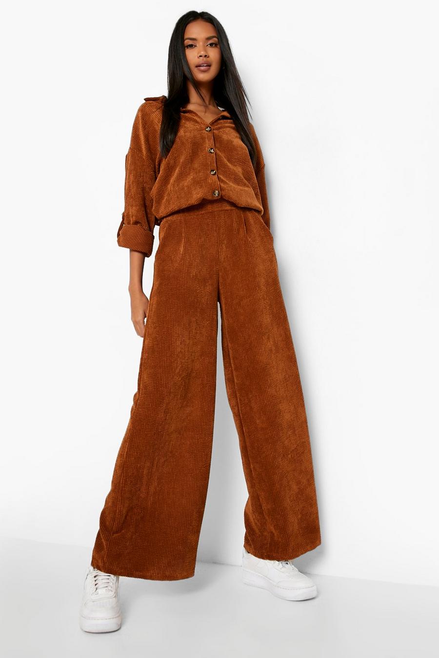 Rust Slouchy Relaxed Fit Cord Joggers image number 1