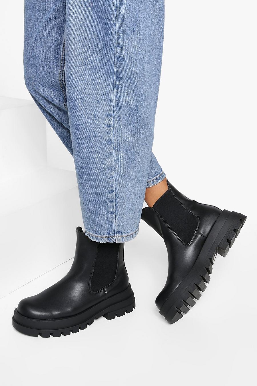 Black Chunky Sole Chelsea Boots image number 1
