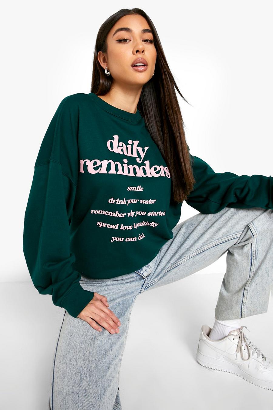 Forest grön Daily Reminders Oversize sweatshirt
