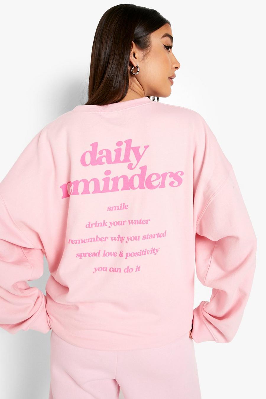 Pink Oversized Daily Reminders Trui image number 1