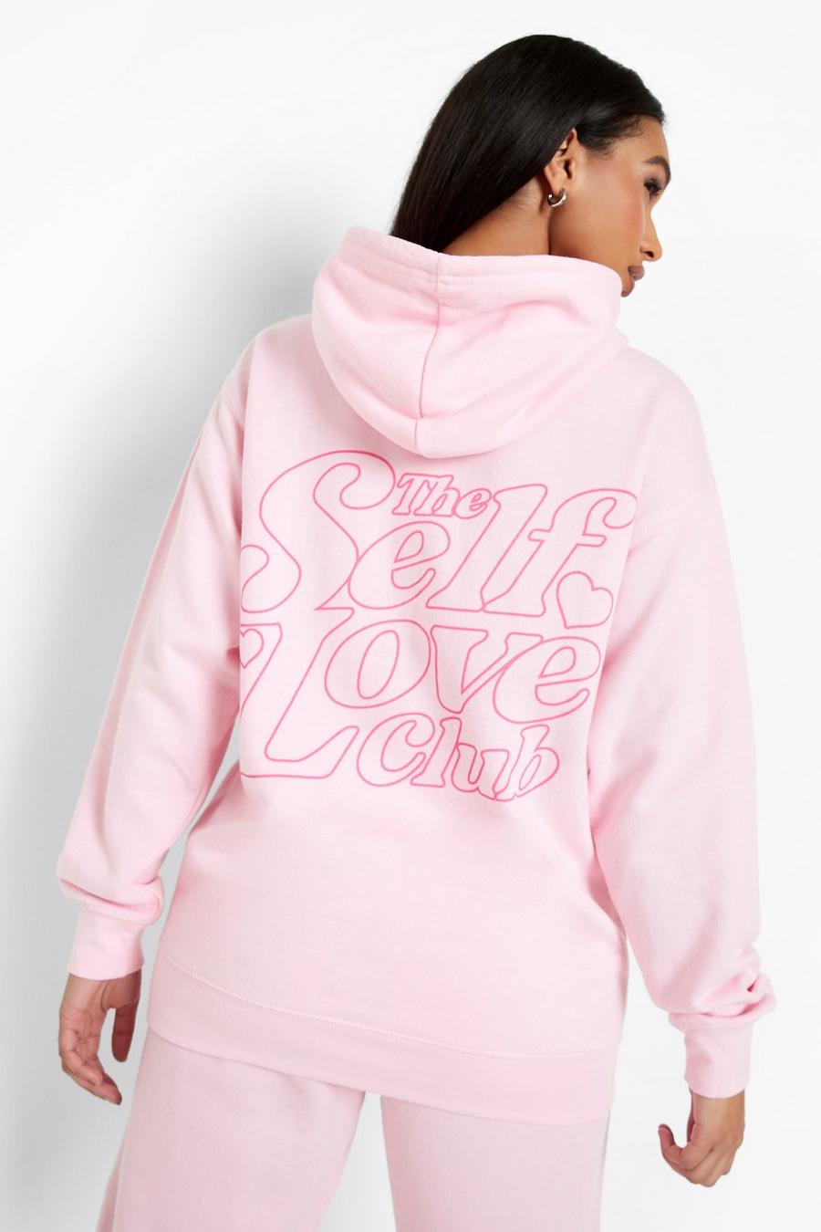 Sudadera con capucha oversize de The Self Love Club, Pink image number 1