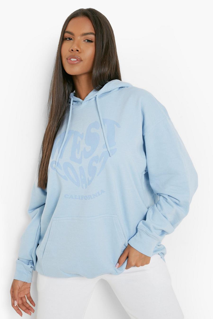 Blue West Coast Oversize hoodie med hjärta image number 1