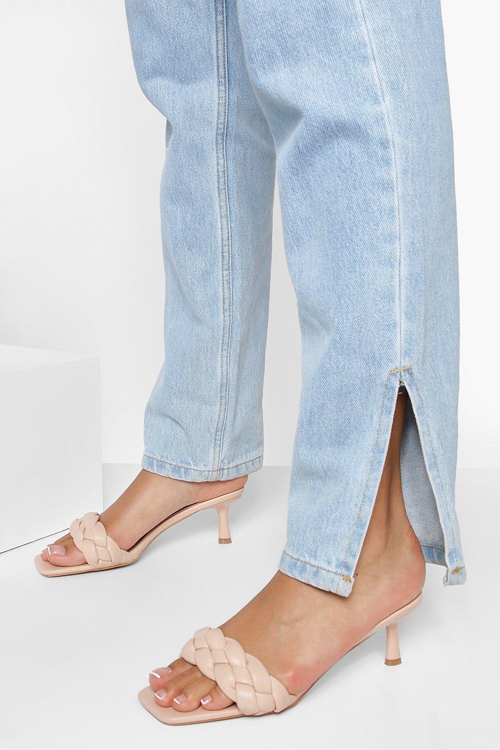 Plaited heeled online mules