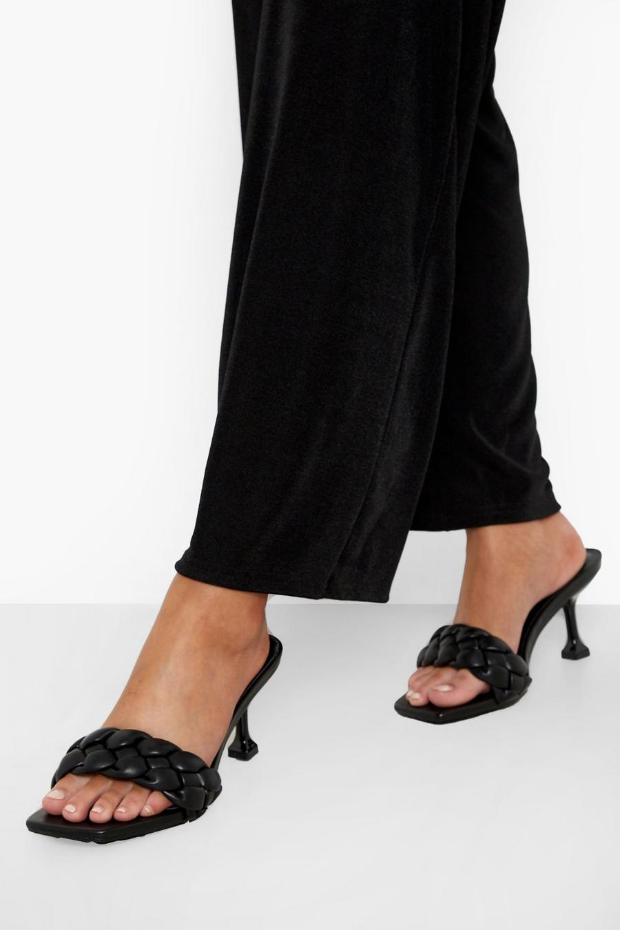 שחור נעלי מיול עם עקבים ורצועות קלועות image number 1